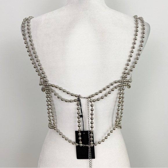 NBD Ball Chain Cropped Tank in Silver - Picture 6 of 8